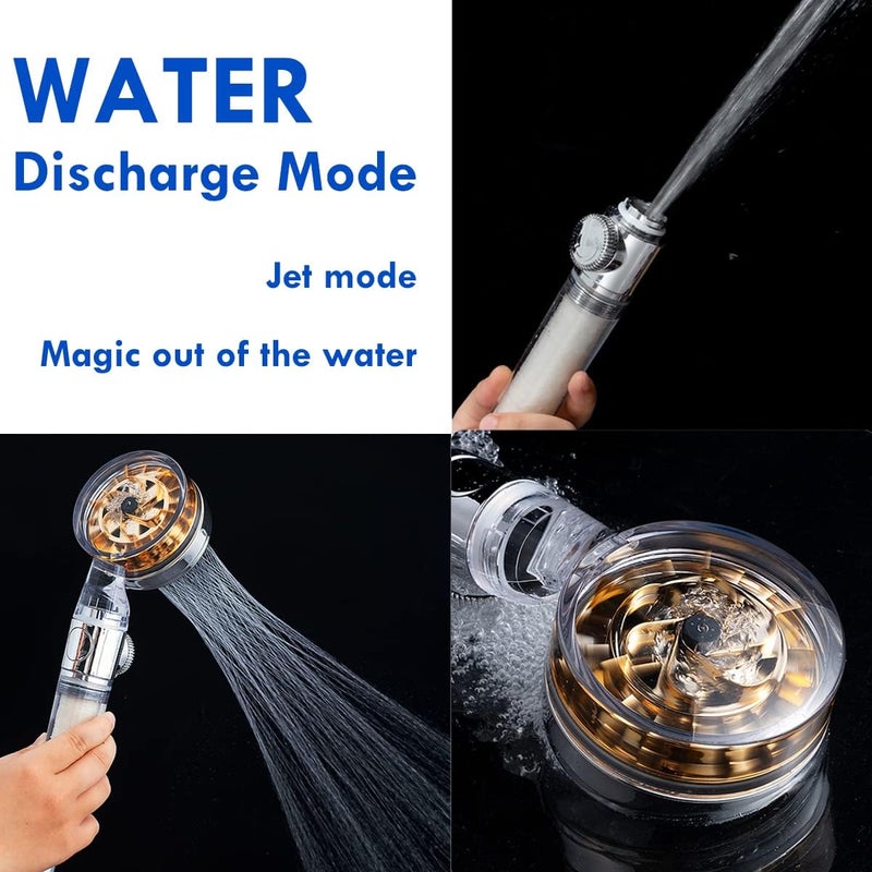 CWPW ANTOWER High Pressure Handheld Showerhead with filters Vortex shower head hydro jet shower head Turbo ShowerHead Propeller 360 Degrees Rotating Easy Install (I-Gold) - Image 5